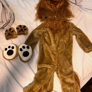 Brown Lion Costume with Paw Gloves and Slippers